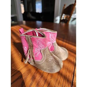 Rising Star 3-6M cowboy boot crib shoe Cowgirl Pink Soft